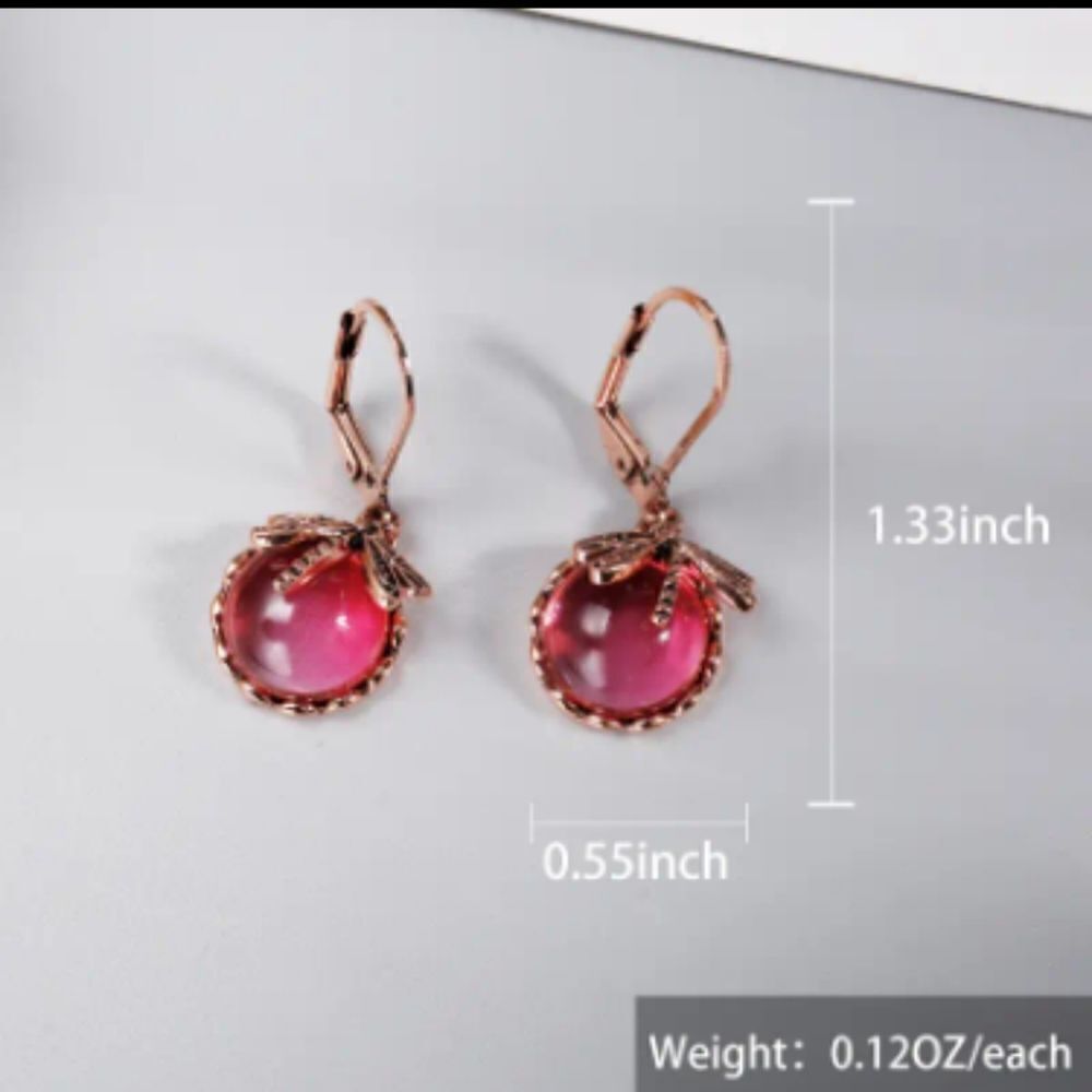 Vintage Style Red Dragonfly Crystal Dangle Earrings